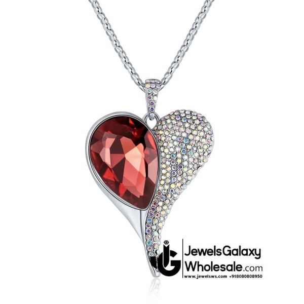 Platinum Plated Red Crystal Heart inspired Pendant