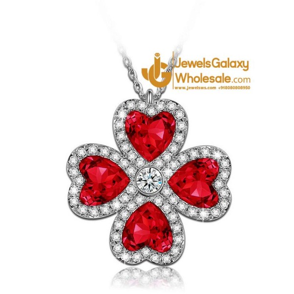 Platinum Plated Crystal Elements Red Pendant