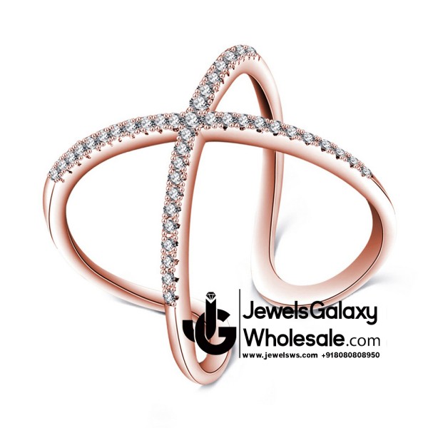 Rose Gold Plated American Diamond Free Size Fashion Ring 5023