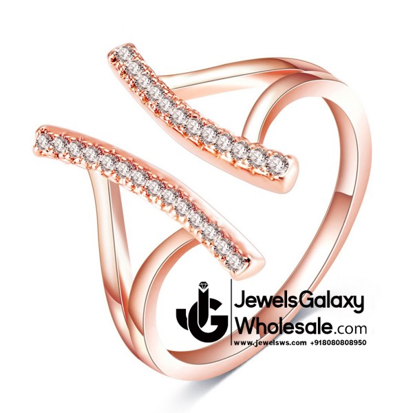 Rose Gold Plated American Diamond Free Size Fashion Ring