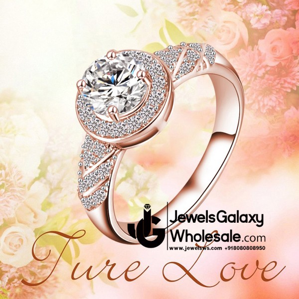 Rose Gold Plated American Diamond  Fashion Ring