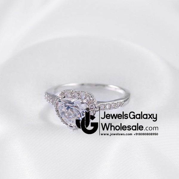 Platinum Plated American Diamond Fashion Ring