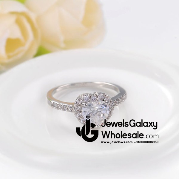 Platinum Plated American Diamond Fashion Ring