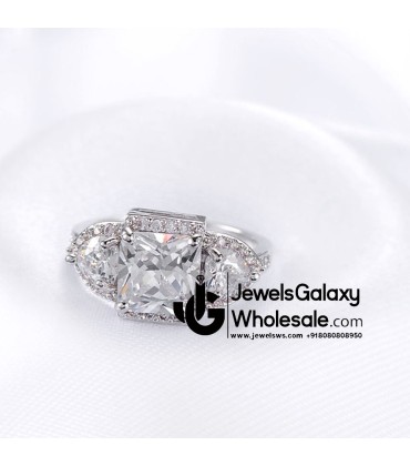 Platinum Plated American Diamond Fashion Ring