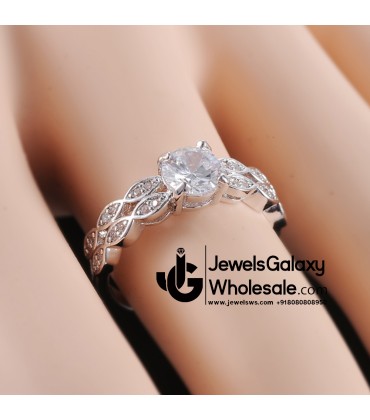 Platinum Plated American Diamond Fashion Ring