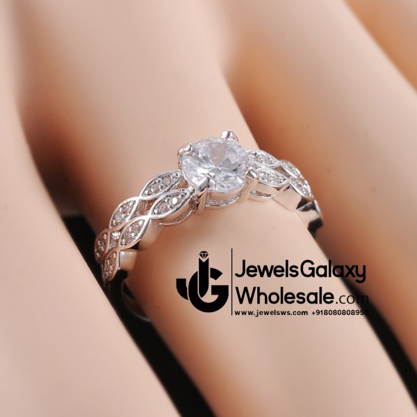 Platinum Plated American Diamond Fashion Ring