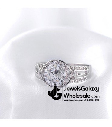 Platinum Plated American Diamond Fashion Ring