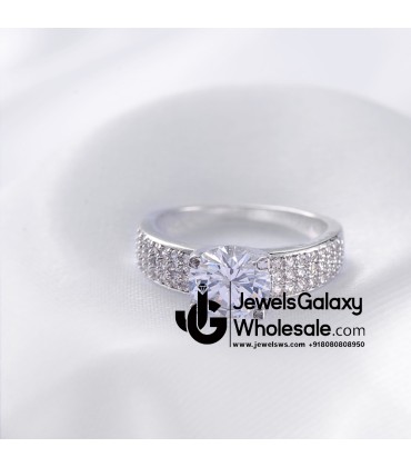 Platinum Plated American Diamond Fashion Ring