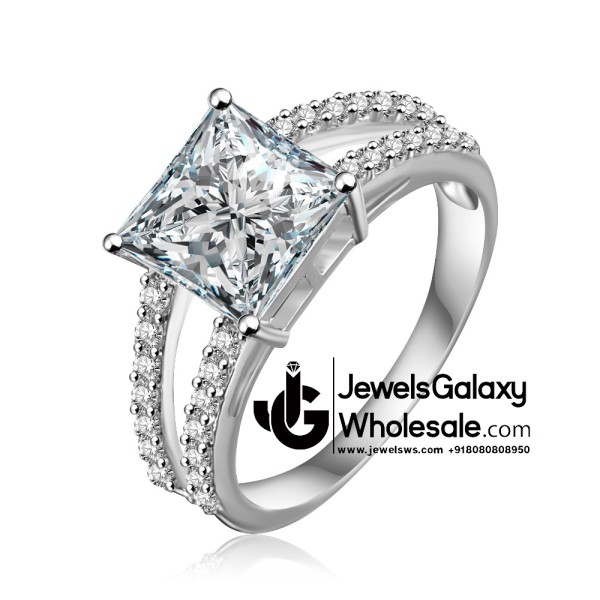 Platinum Plated American Diamond Fashion Ring