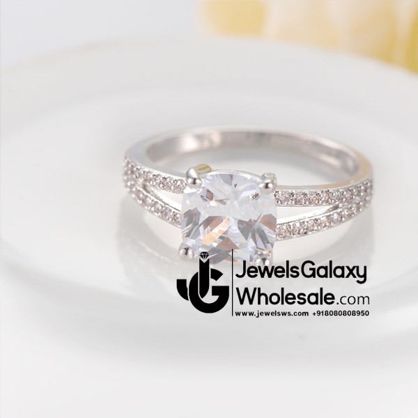 Platinum Plated American Diamond Fashion Ring