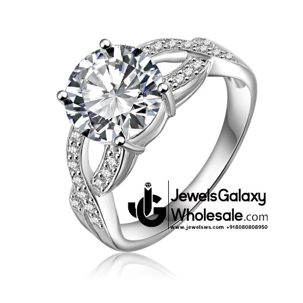 Platinum Plated American Diamond Fashion Ring