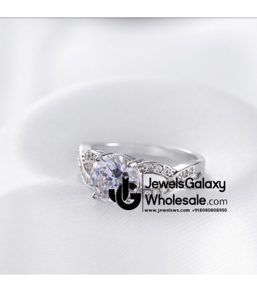 Platinum Plated American Diamond Fashion Ring