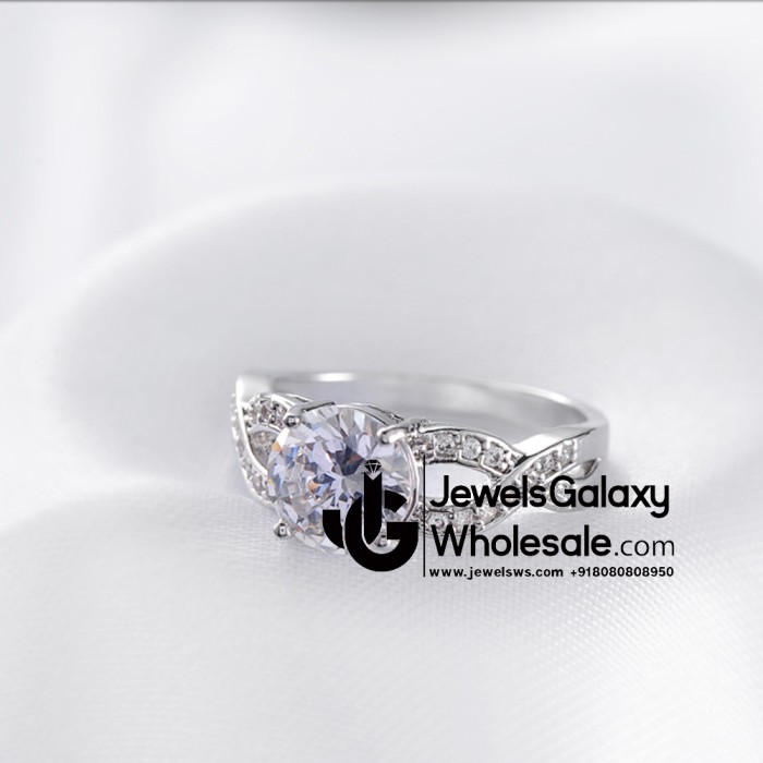 Platinum Plated American Diamond Fashion Ring