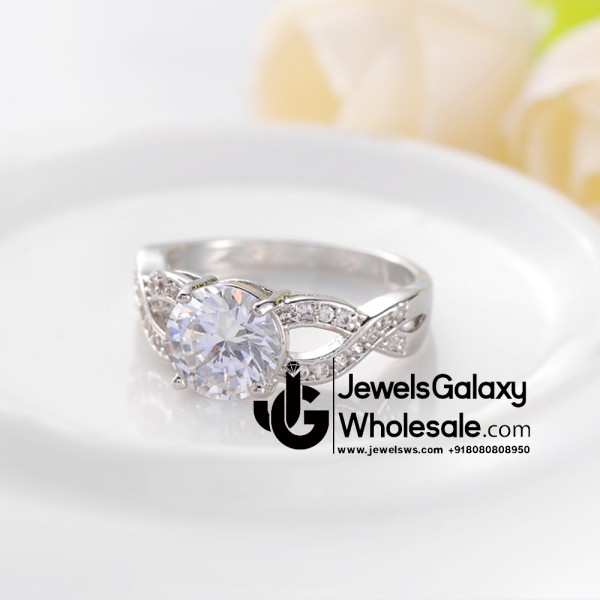 Platinum Plated American Diamond Fashion Ring