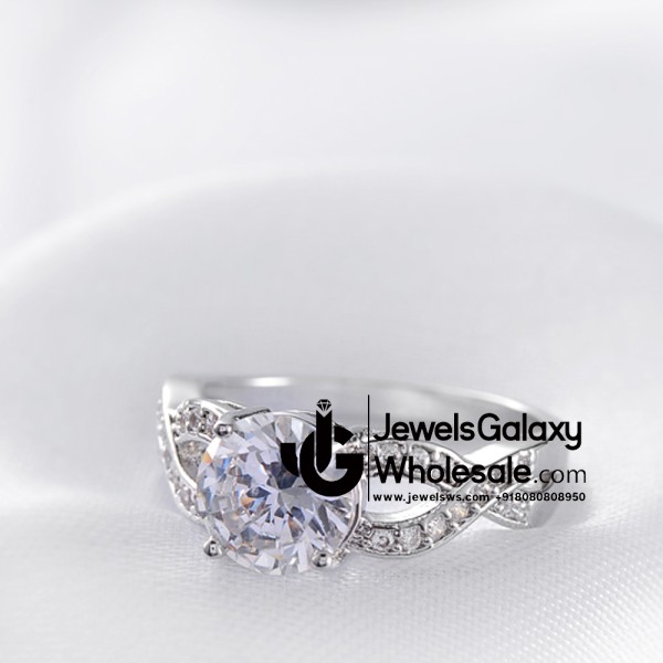 Platinum Plated American Diamond Fashion Ring