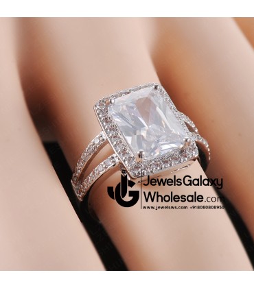 Platinum Plated American Diamond Fashion Ring