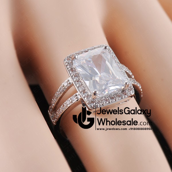 Platinum Plated American Diamond Fashion Ring