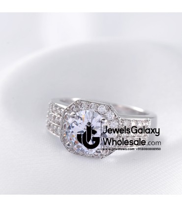 Platinum Plated American Diamond Fashion Ring