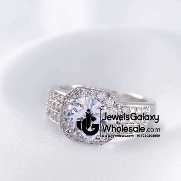 Platinum Plated American Diamond Fashion Ring