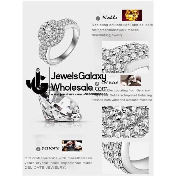 Platinum Plated American Diamond Fashion Ring