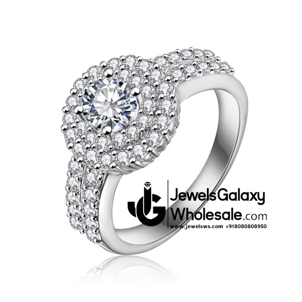 Platinum Plated American Diamond Fashion Ring