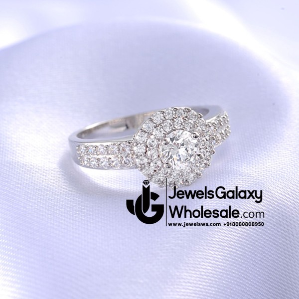 Platinum Plated American Diamond Fashion Ring