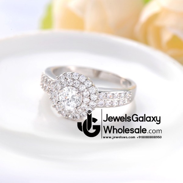 Platinum Plated American Diamond Fashion Ring