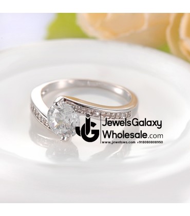 Platinum Plated American Diamond Fashion Ring