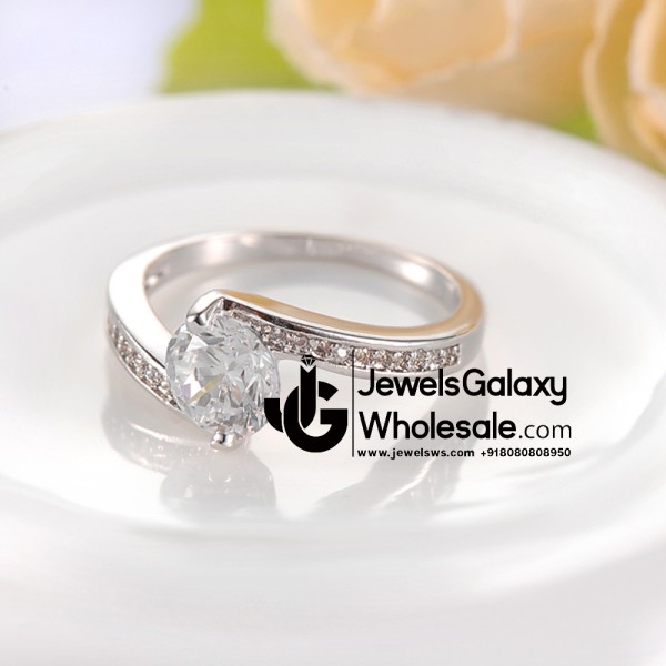 Platinum Plated American Diamond Fashion Ring