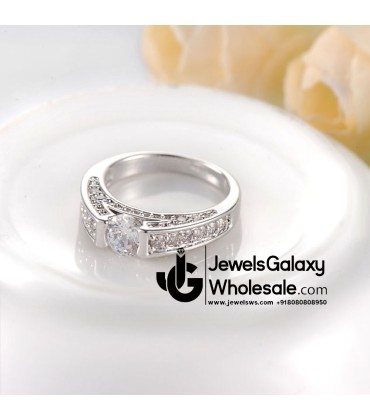 Platinum Plated American Diamond Fashion Ring