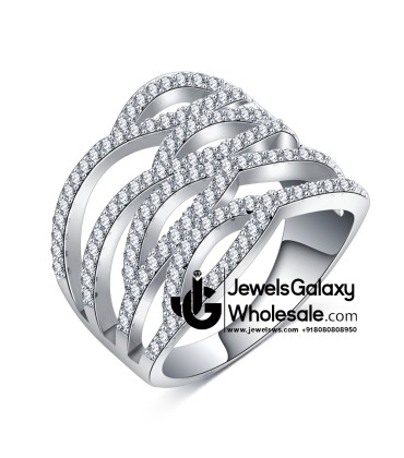 Platinum Plated American Diamond Fashion Ring