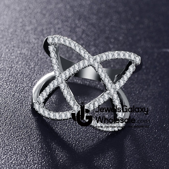 Platinum Plated American Diamond Fashion Ring