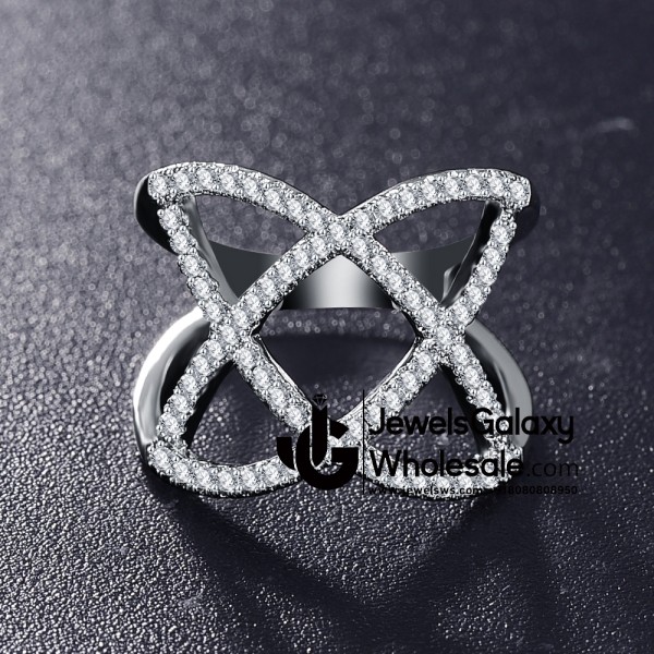 Platinum Plated American Diamond Fashion Ring