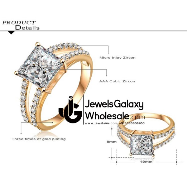 Gold Plated American Diamond Fashion Ring