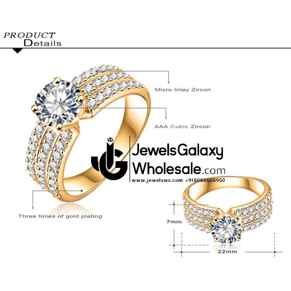 Gold Plated American Diamond Fashion Ring