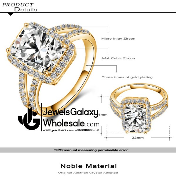 Gold Plated American Diamond Fashion Ring