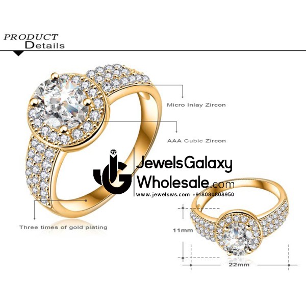 Gold Plated American Diamond Fashion Ring