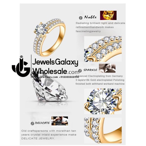 Gold Plated American Diamond Fashion Ring