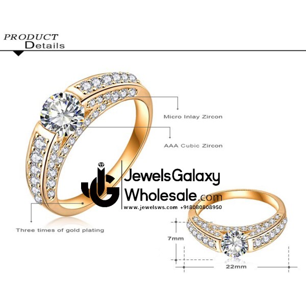 Gold Plated American Diamond Fashion Ring