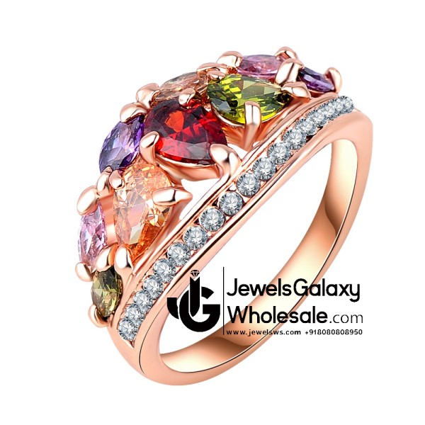 Rose Gold Plated Multicolour Cubic Zirconia Fashion Ring