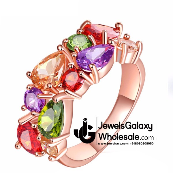 Rose Gold Plated Multicolour Cubic Zirconia Fashion Ring