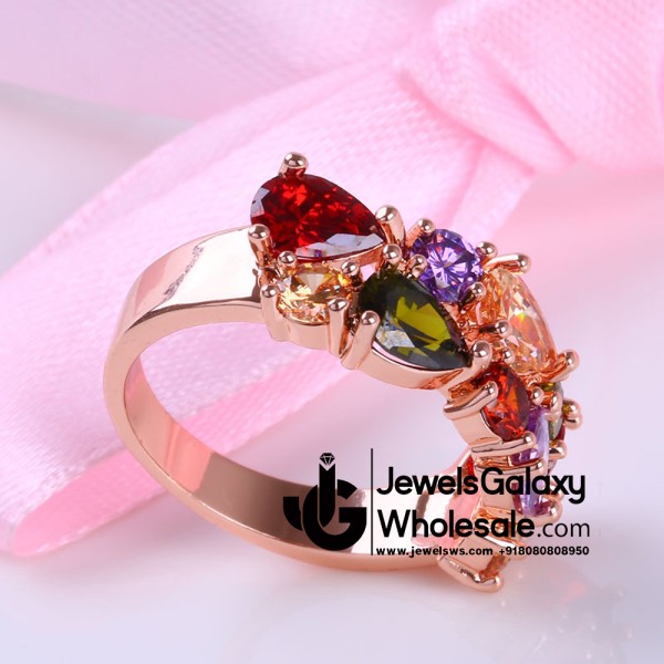 Rose Gold Plated Multicolour Cubic Zirconia Fashion Ring