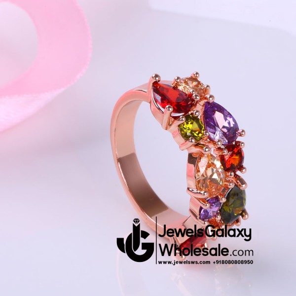 Rose Gold Plated Multicolour Cubic Zirconia Fashion Ring