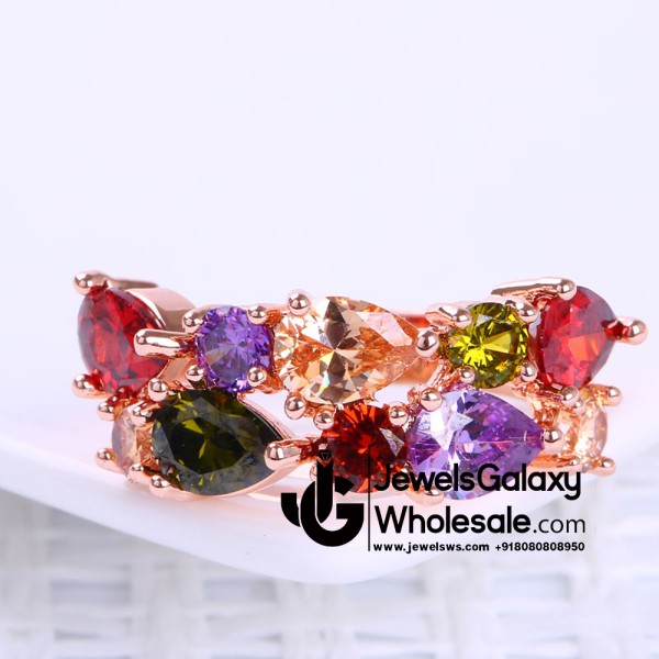 Rose Gold Plated Multicolour Cubic Zirconia Fashion Ring